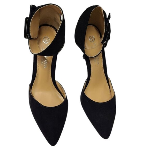 Versona Poited Toe Slingback Black Pumps Size 7 - Picture 2 of 8